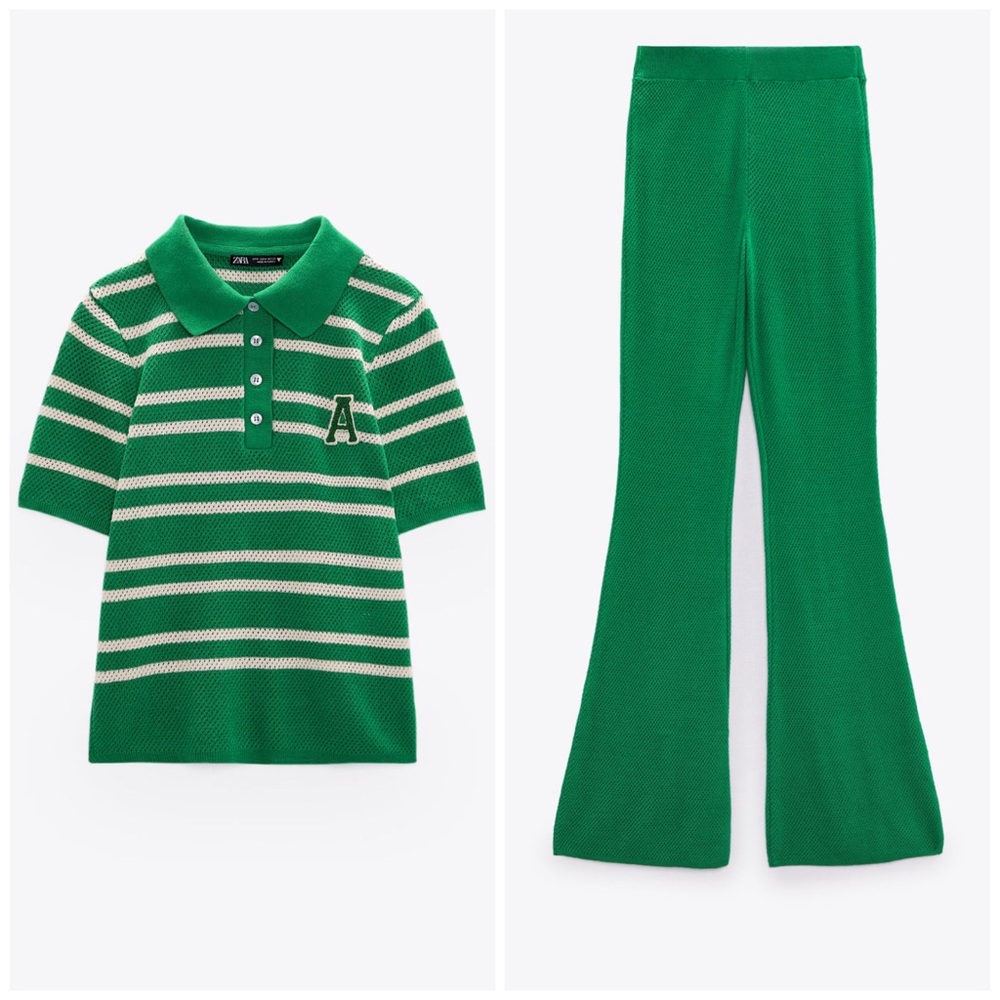 Zara Green knit set 2pc - Picture 1 of 3